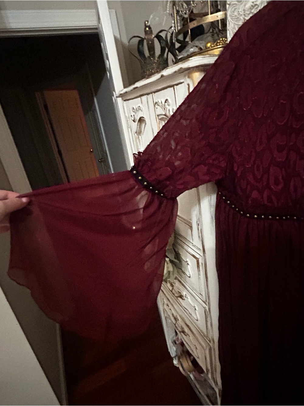 Burgundy studded maxi top or duster nwot xl - Picture 3 of 13
